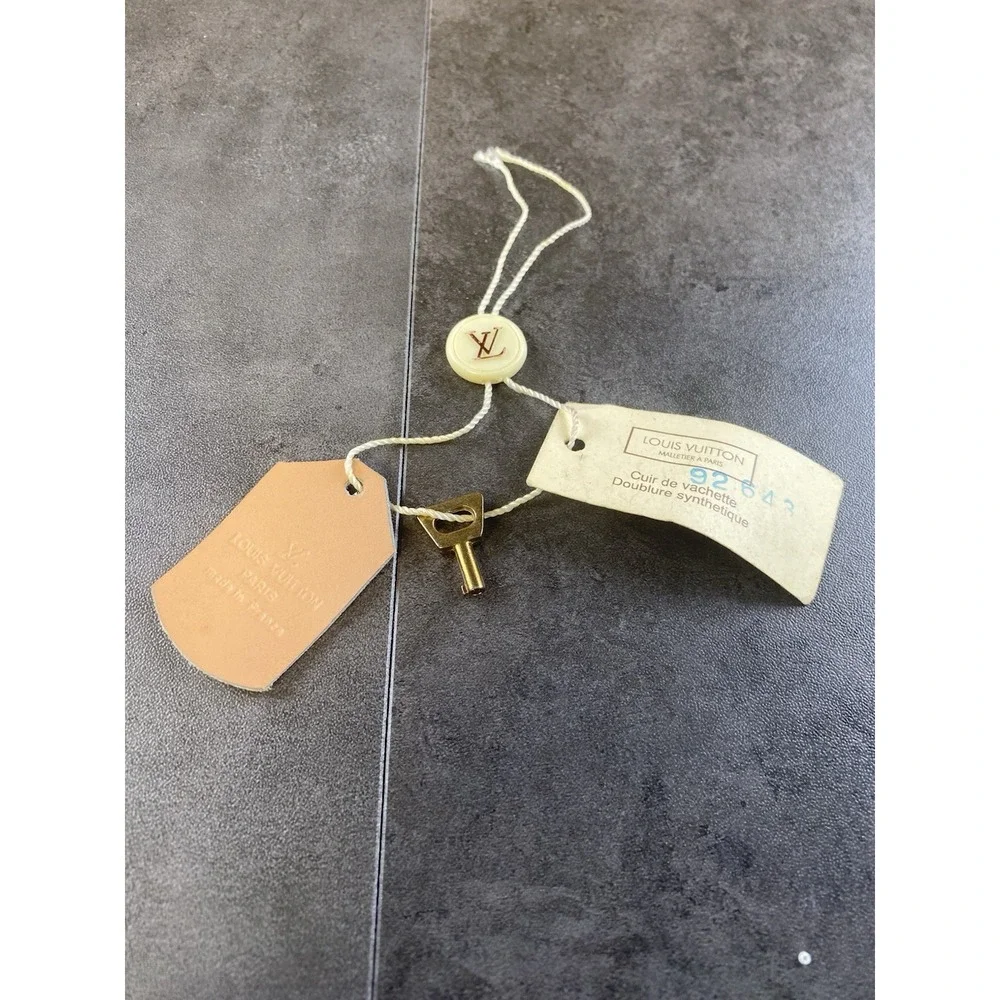 Authentic VTG Louis Vuitton Hang tag set leather Tag Brass Key paper Tag LV